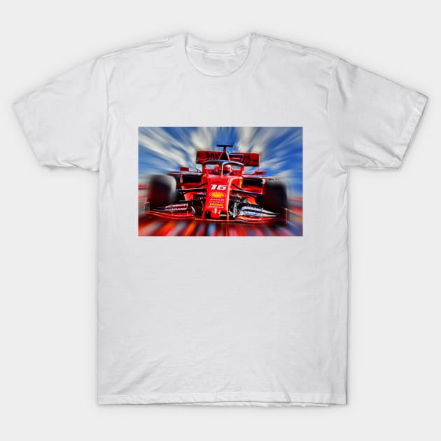 Charles Leclerc - Racing 2019 T-Shirt by DeVerviers